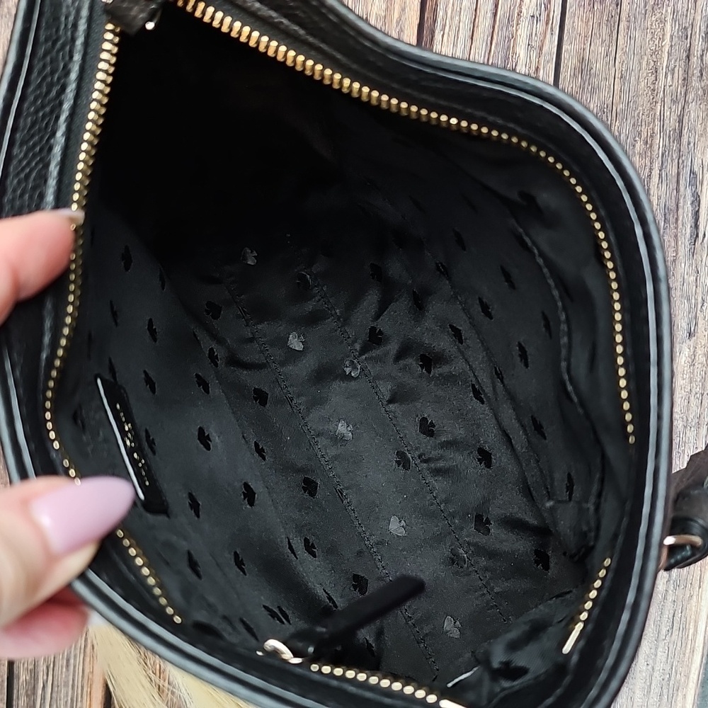 KATE SPADE CHESTER STREET DESSI BLACK PEBBLED LEATHER ADJUSTABLE CROSSBODY BAG - Picture 9 of 16